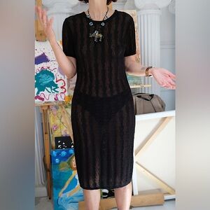 Beklina Bead Curtain Lace T-Shirt Dress